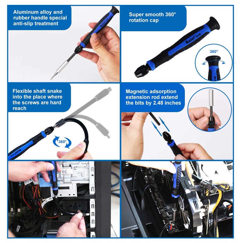 Kaisi 136 in 1 Electronics Repair Tool Kit Professional Precision Screwdriver Set Magnetic Drive Kit with Portable Bag - Image 3